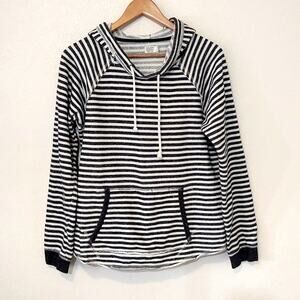 Volcom gray and white striped hoodie Large